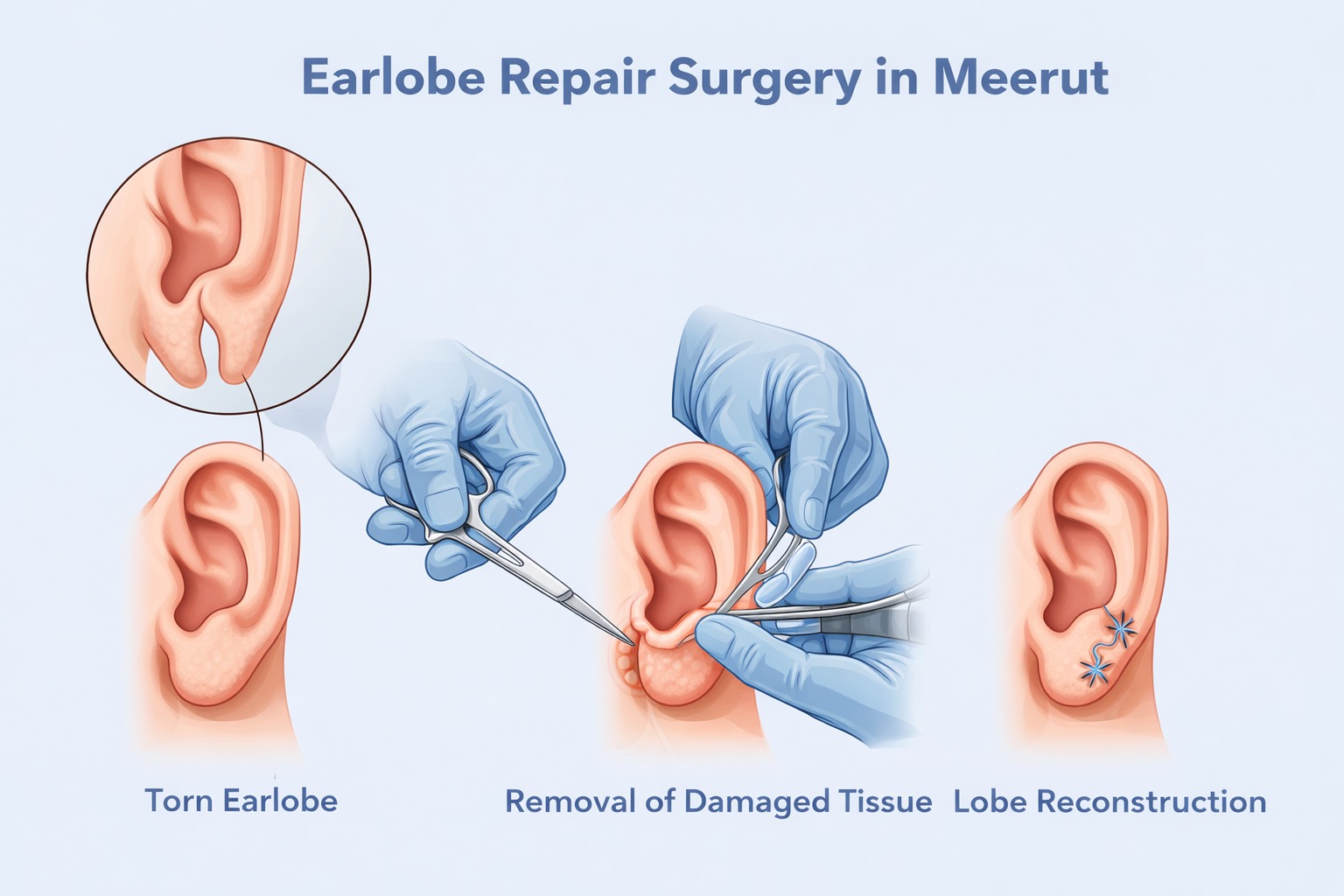 Earlobe Repair Surgery by “Best Plastic Surgeon in Meerut”